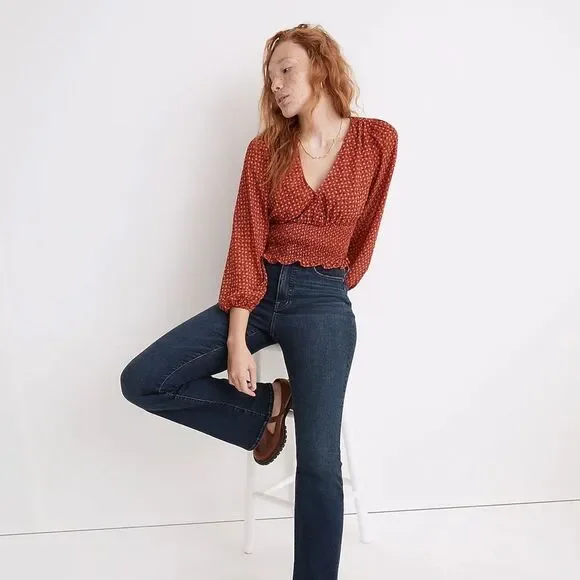 Madewell Julianne Smocked-Waist Top Size XS - Picture 2 of 13